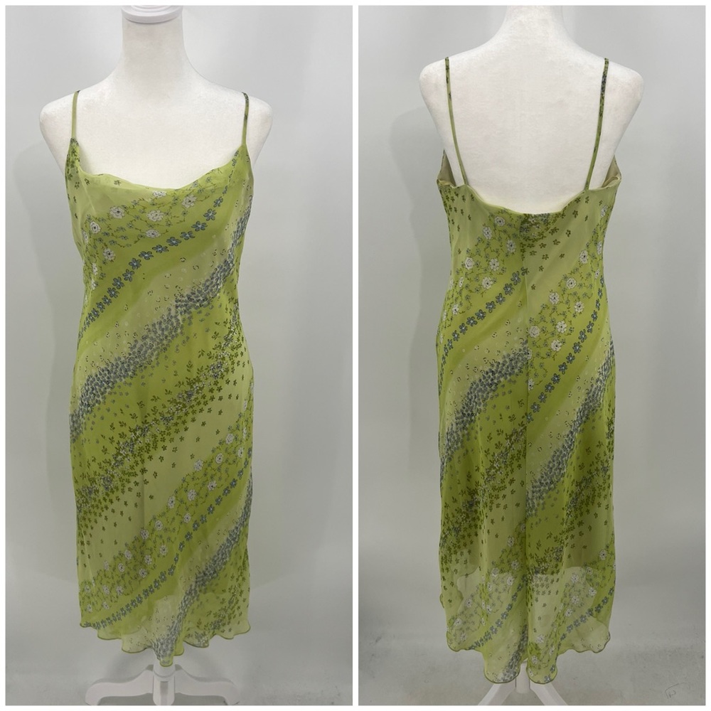 Vintage Y2K Jonathan Martin green blue floral midi dress
